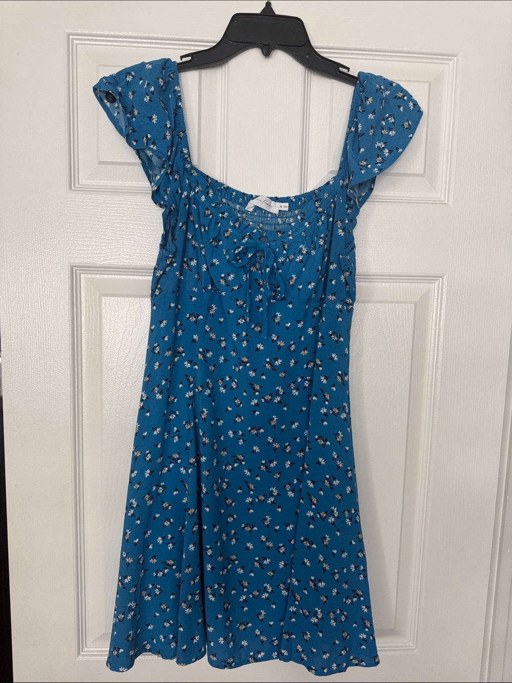 All in Favor Blue Floral Ruffle-Sleeve Sundress